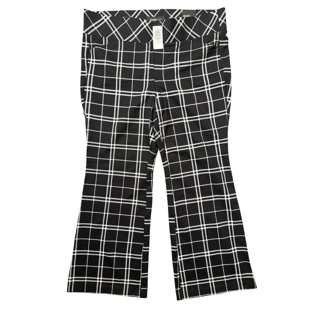 Torrid Pants Womens 3T Studio Luxe Ponte Flare Black Plaid NEW